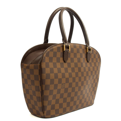 Louis Vuitton Top Handle Saria in Damier Ebene, Canvas — Back View