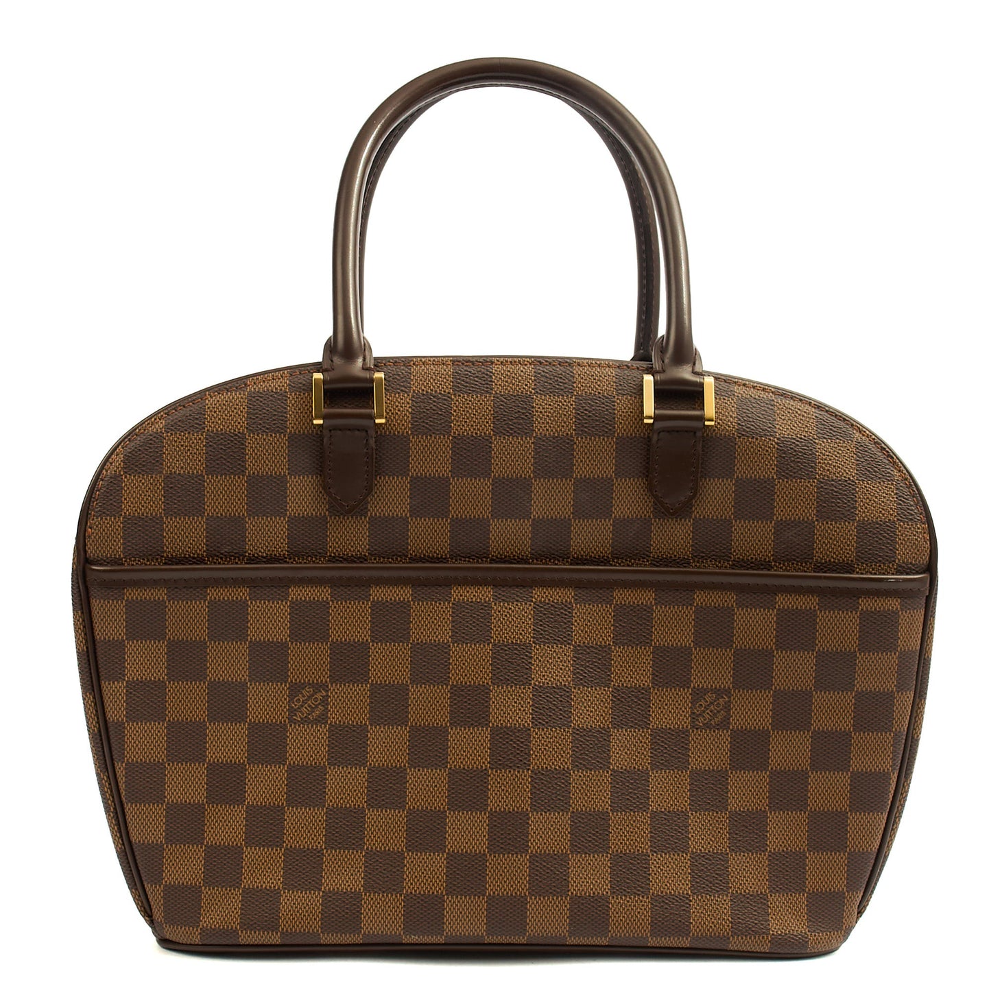 Louis Vuitton Top Handle Saria in Damier Ebene, Canvas — Front View