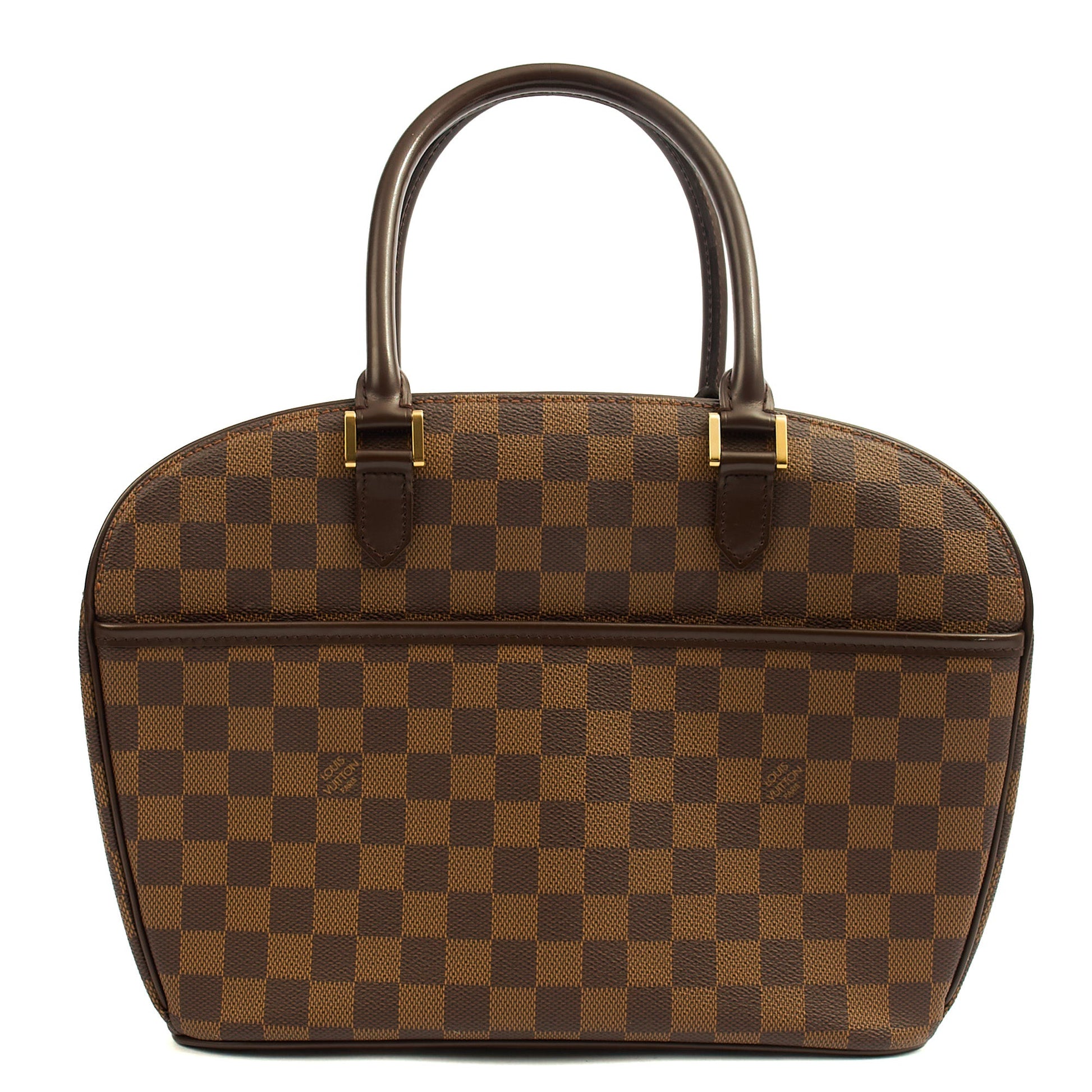 Louis Vuitton Top Handle Saria in Damier Ebene, Canvas — Front View