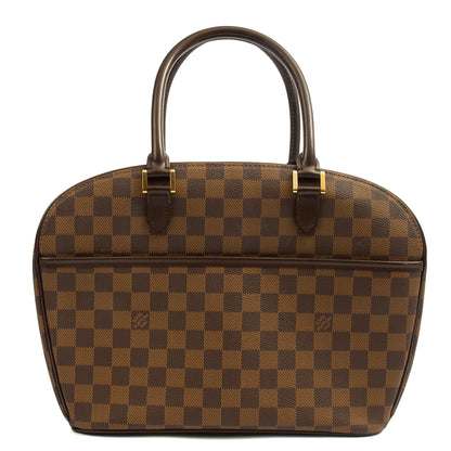 Louis Vuitton Top Handle Saria in Damier Ebene, Canvas — Front View