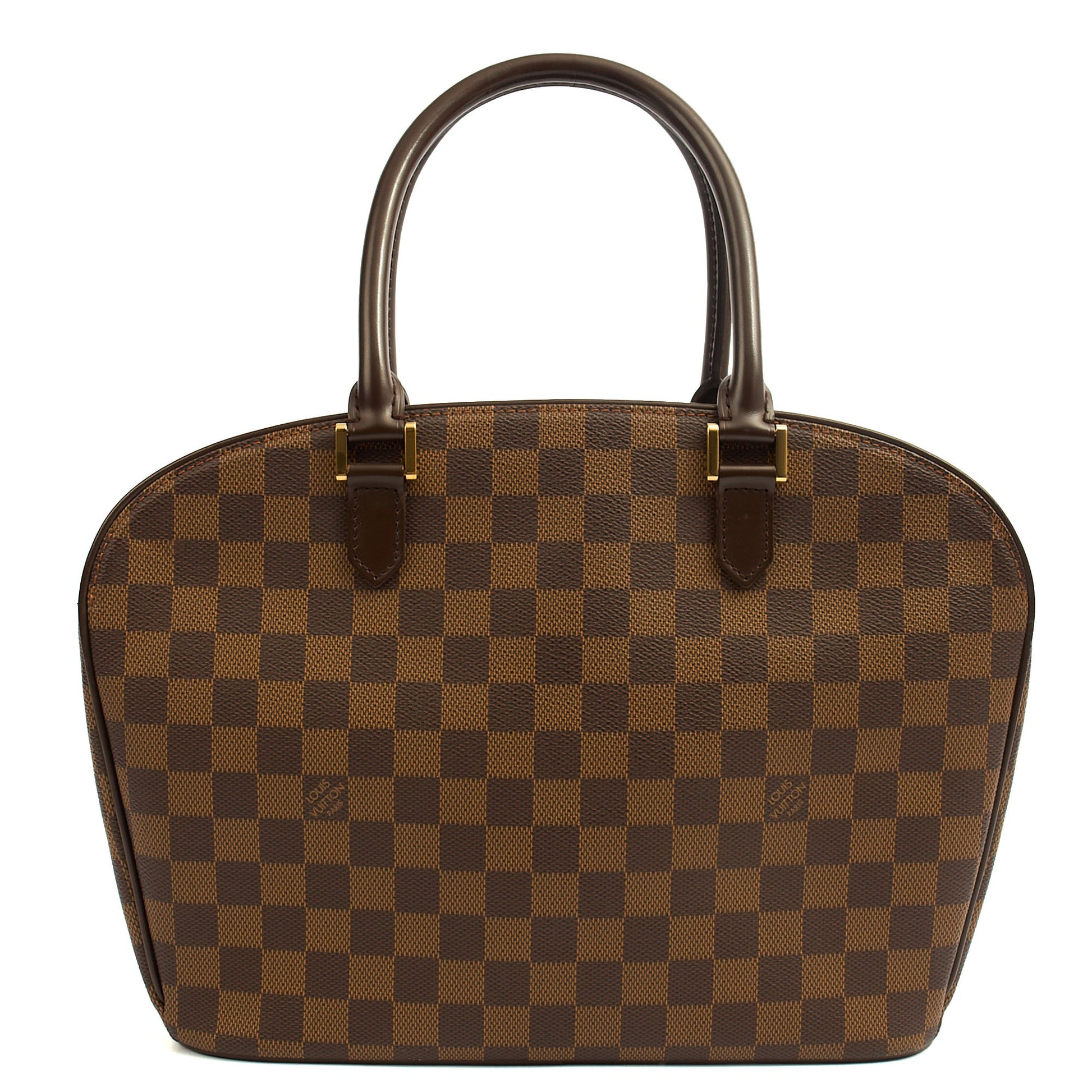 Louis Vuitton Top Handle Saria in Damier Ebene, Canvas — Top View