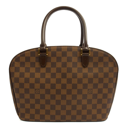 Louis Vuitton Top Handle Saria in Damier Ebene, Canvas — Top View