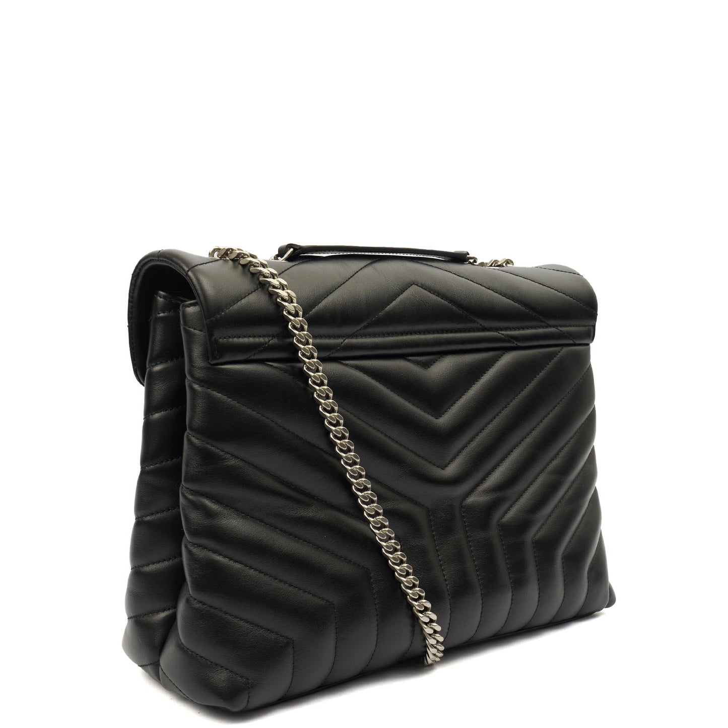 Saint Laurent Shoulder Bag Lou Lou - Medium in Black, Leather — Back View