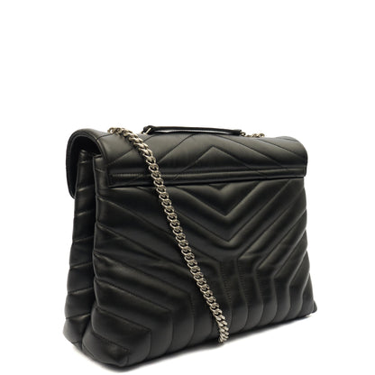 Saint Laurent Shoulder Bag Lou Lou - Medium in Black, Leather — Back View
