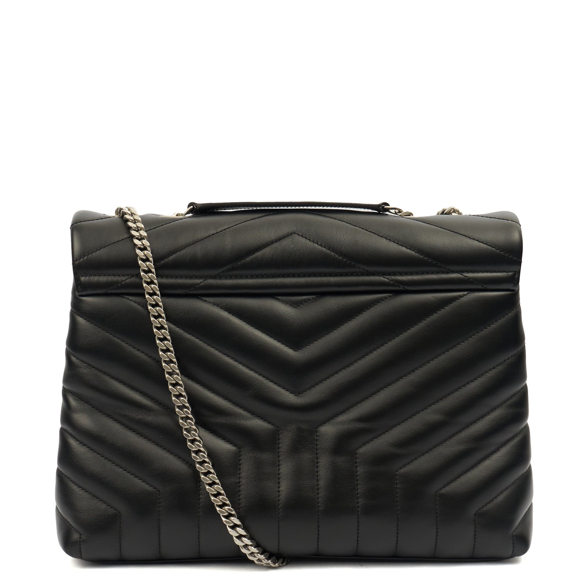 Saint Laurent Shoulder Bag Lou Lou - Medium in Black, Leather — Top View