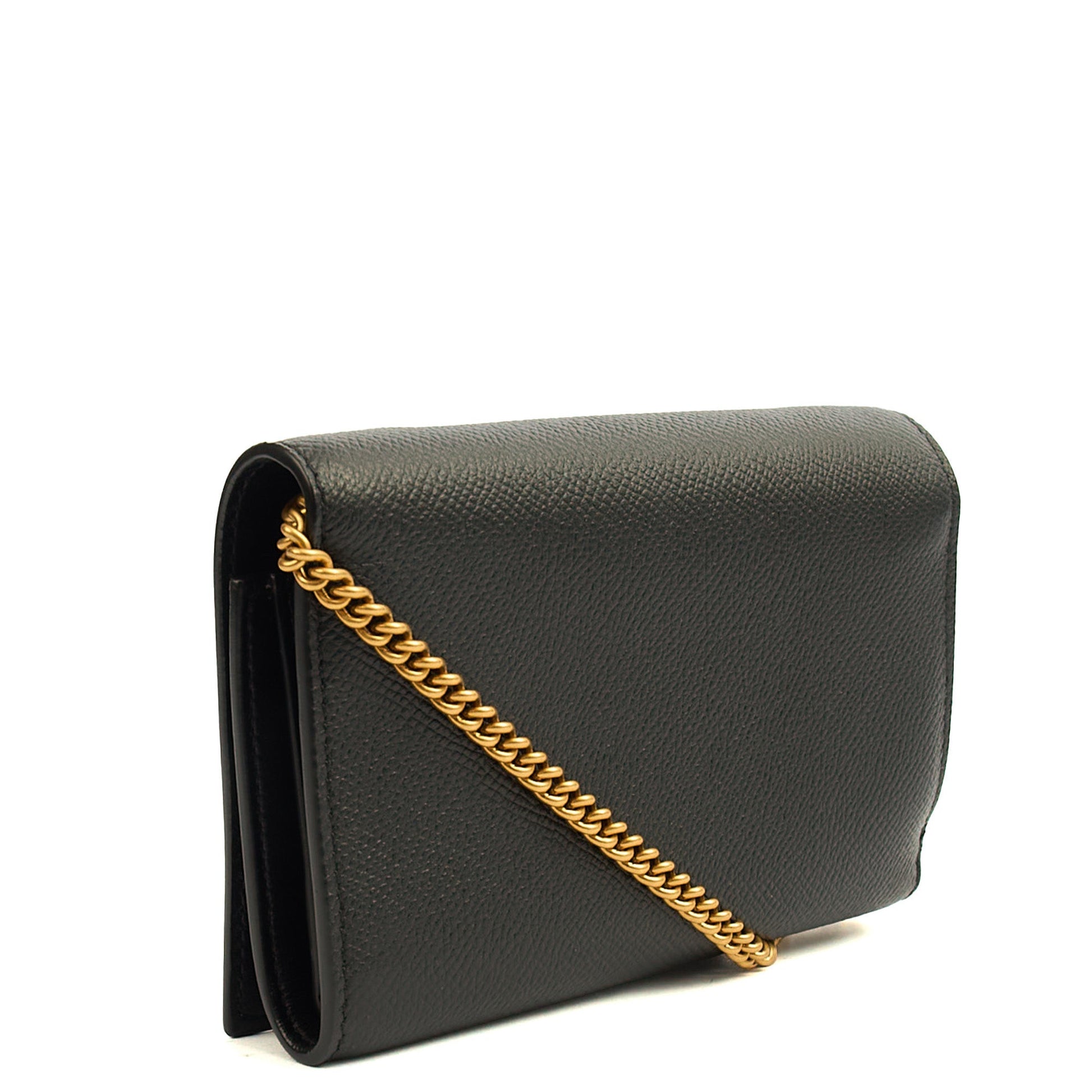 Balenciaga Cross Body Gossip Wallet On Chain in Black, Veau (Calfskin) — Back View