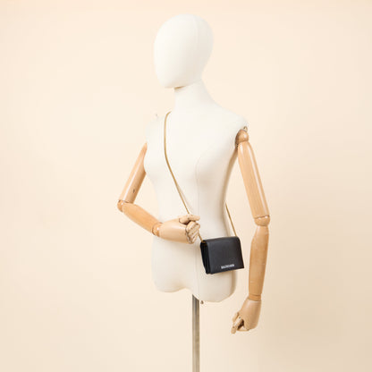 Balenciaga Cross Body Gossip Wallet On Chain in Black, Veau (Calfskin) — Alternate View 7