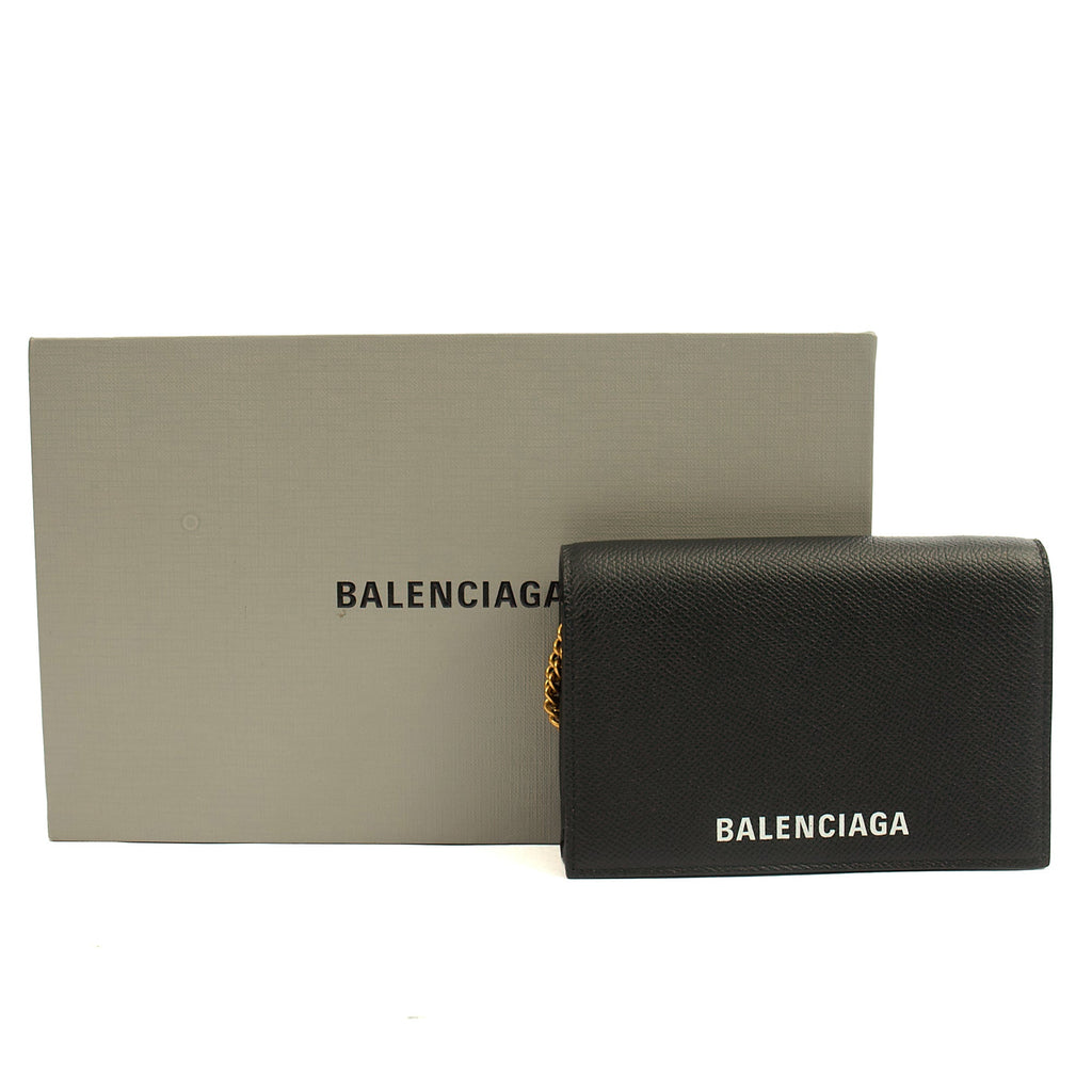 Balenciaga Cross Body Gossip Wallet On Chain in Black, Veau (Calfskin) — Side View