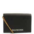 Balenciaga Cross Body Gossip Wallet On Chain in Black, Veau (Calfskin) — Front View