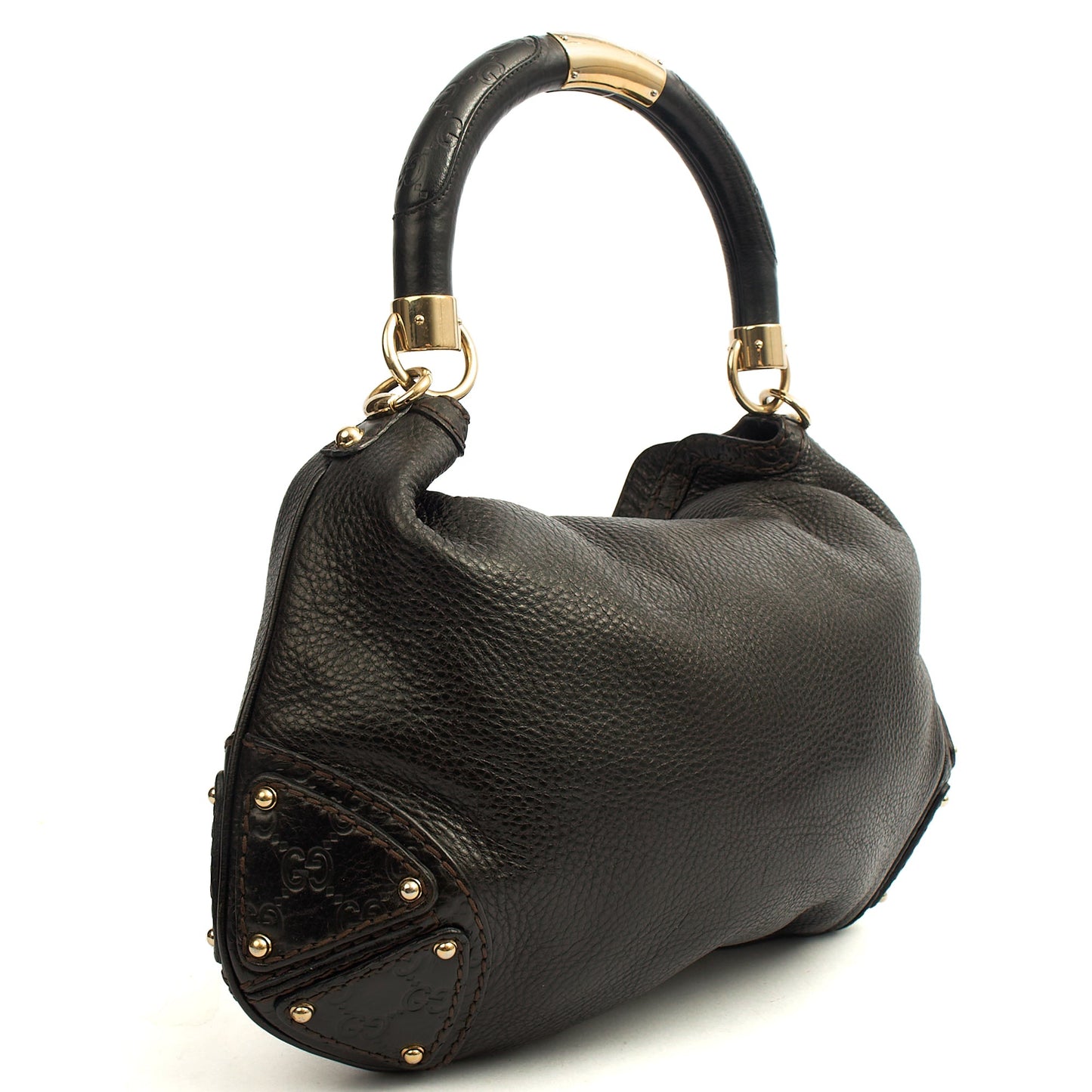 Gucci Top Handle Indy -Medium in Black, Leather — Back View