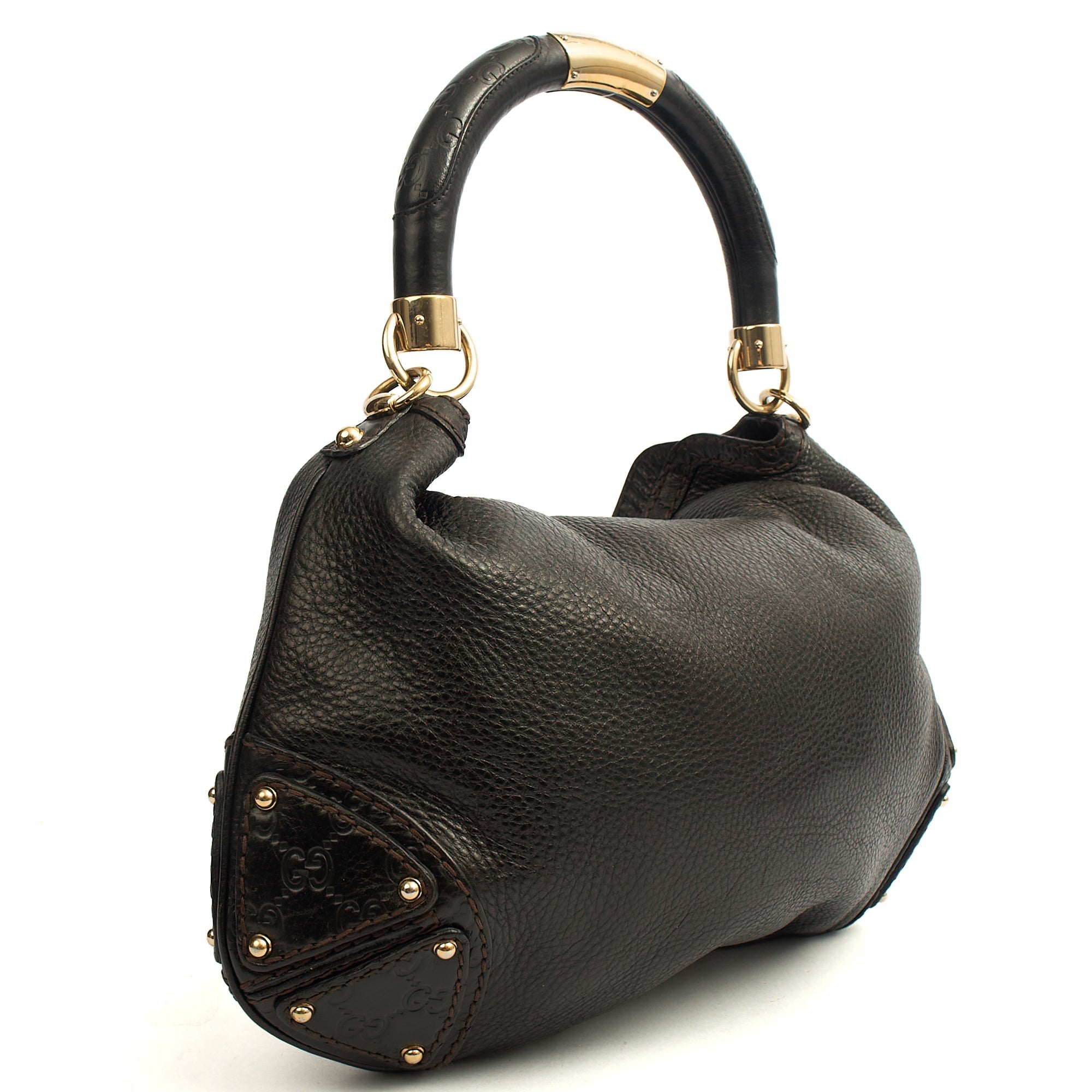Gucci Top Handle Indy -Medium in Black, Leather — Back View