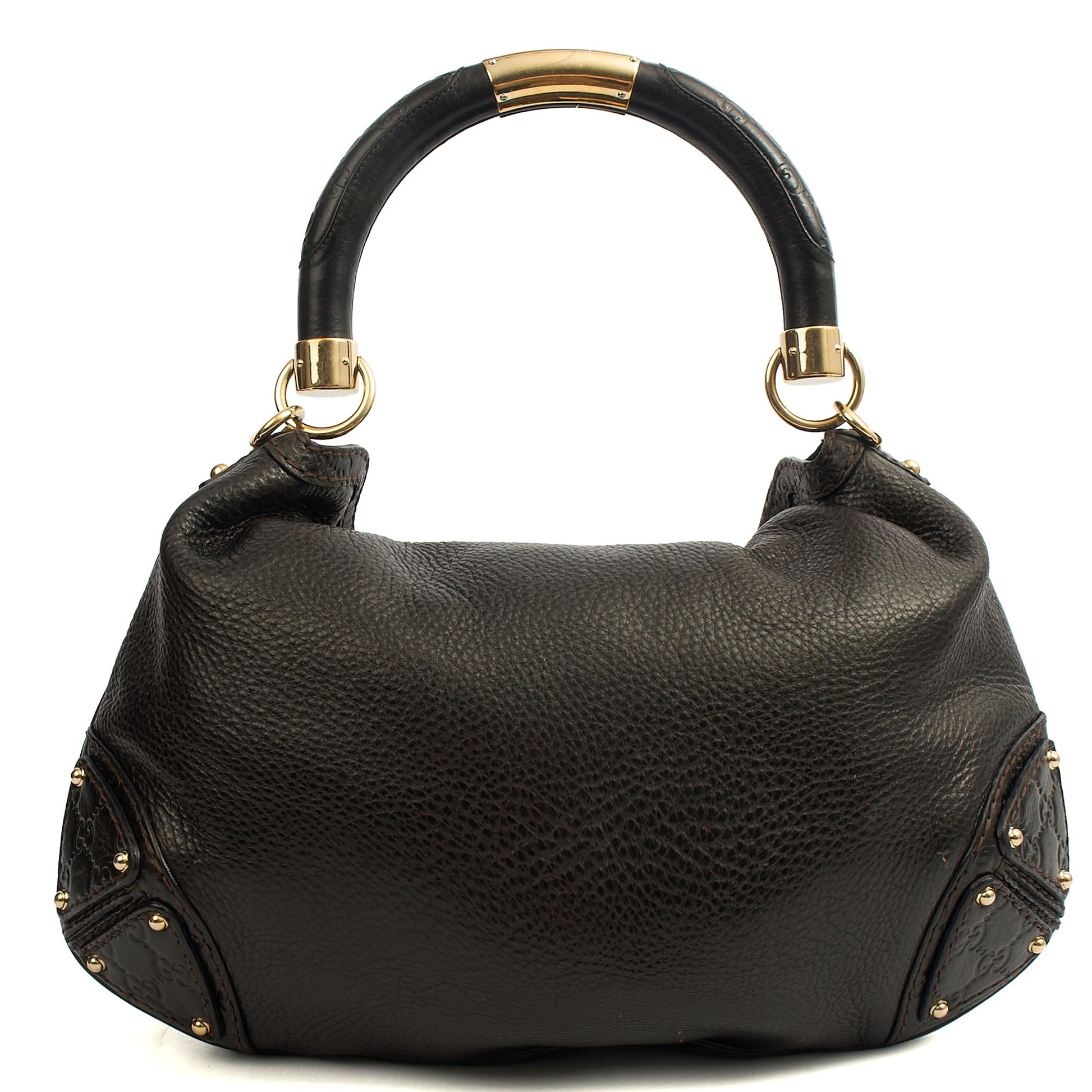 Gucci Top Handle Indy -Medium in Black, Leather — Top View