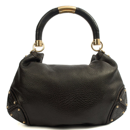Gucci Top Handle Indy -Medium in Black, Leather — Top View