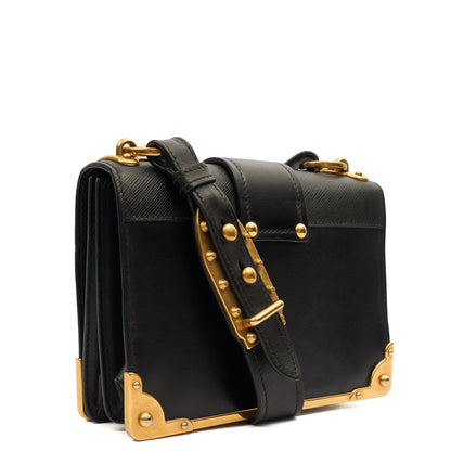 Prada Mini Bag Cahier Small in Black, Leather — Top View