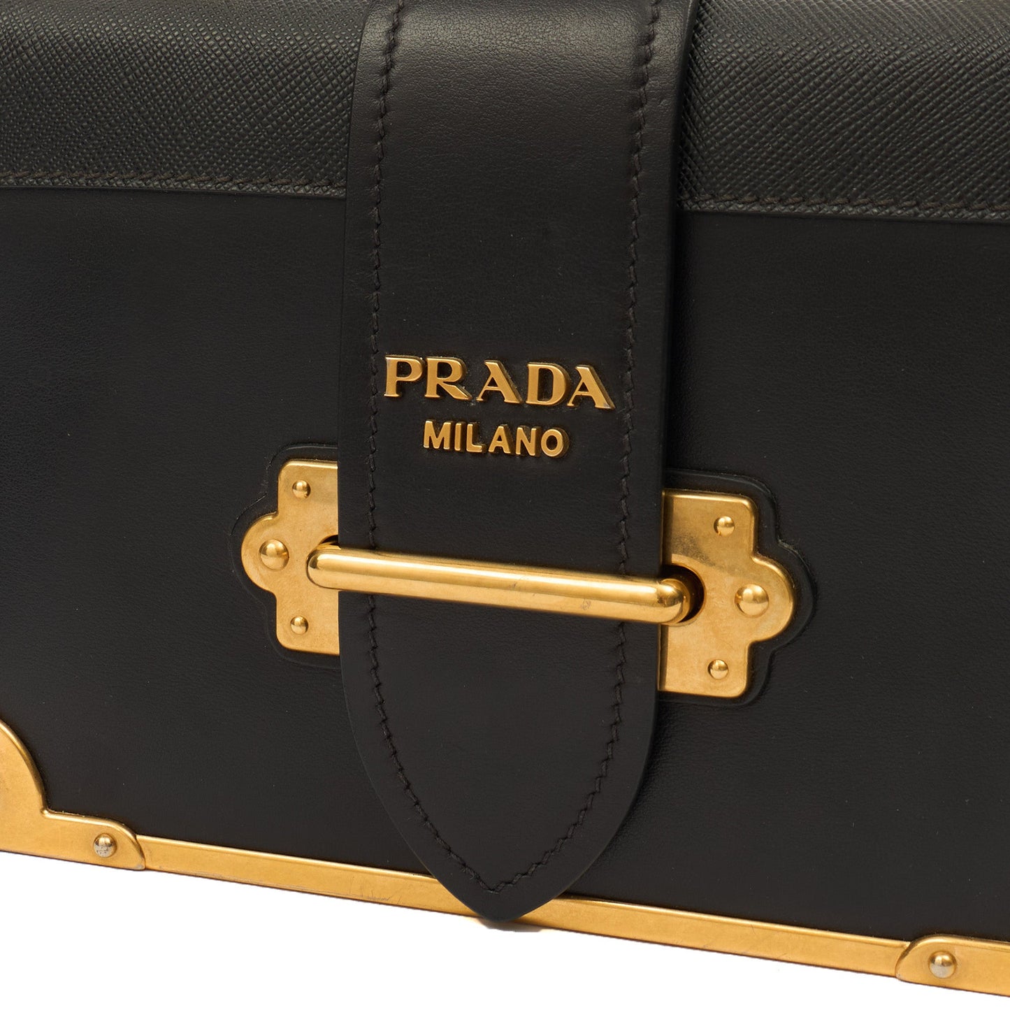 Prada Mini Bag Cahier Small in Black, Leather — Back View