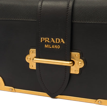 Prada Mini Bag Cahier Small in Black, Leather — Back View