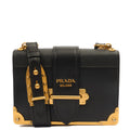 Prada Mini Bag Cahier Small in Black, Leather — Front View