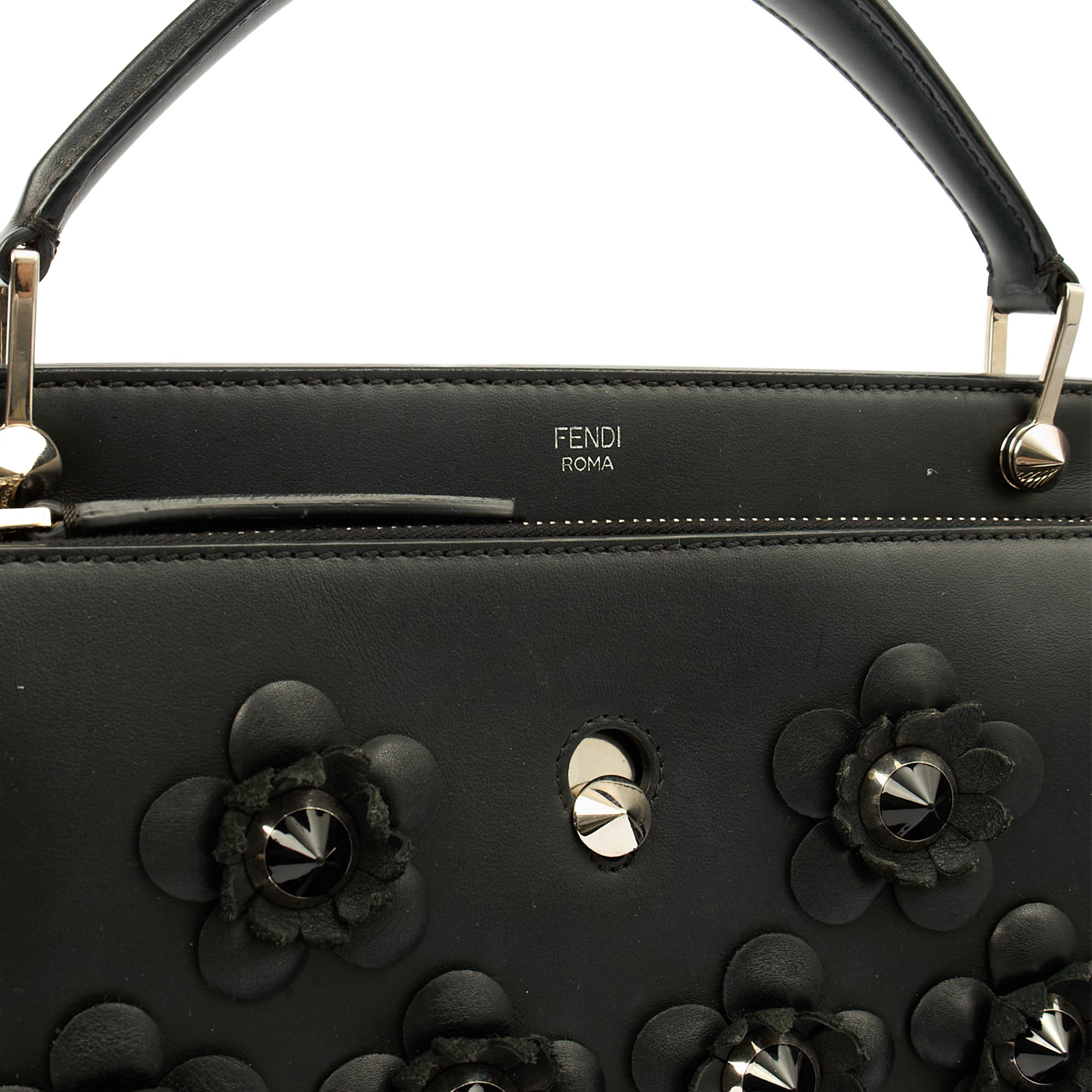Fendi Tote Dot Com in Black, Leather — Detail View