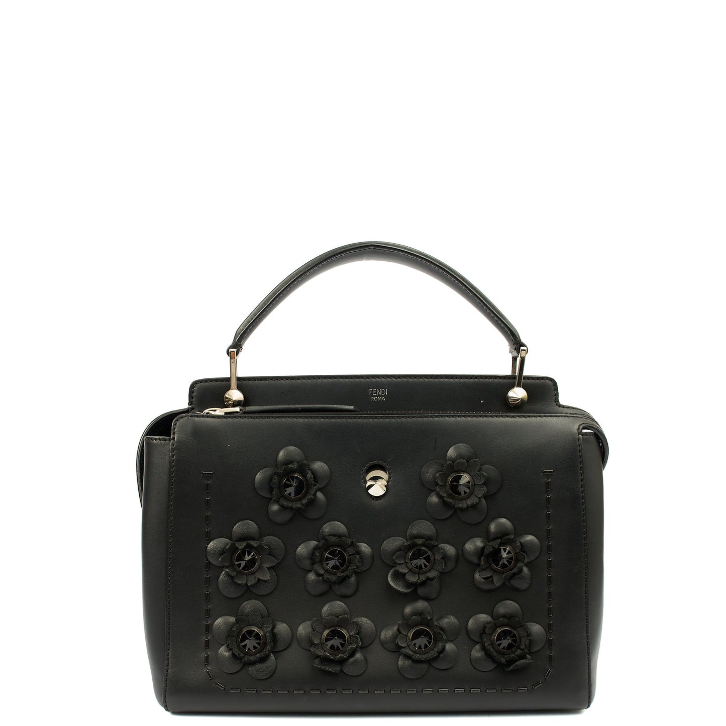 Fendi Tote Dot Com in Black, Leather — Front View