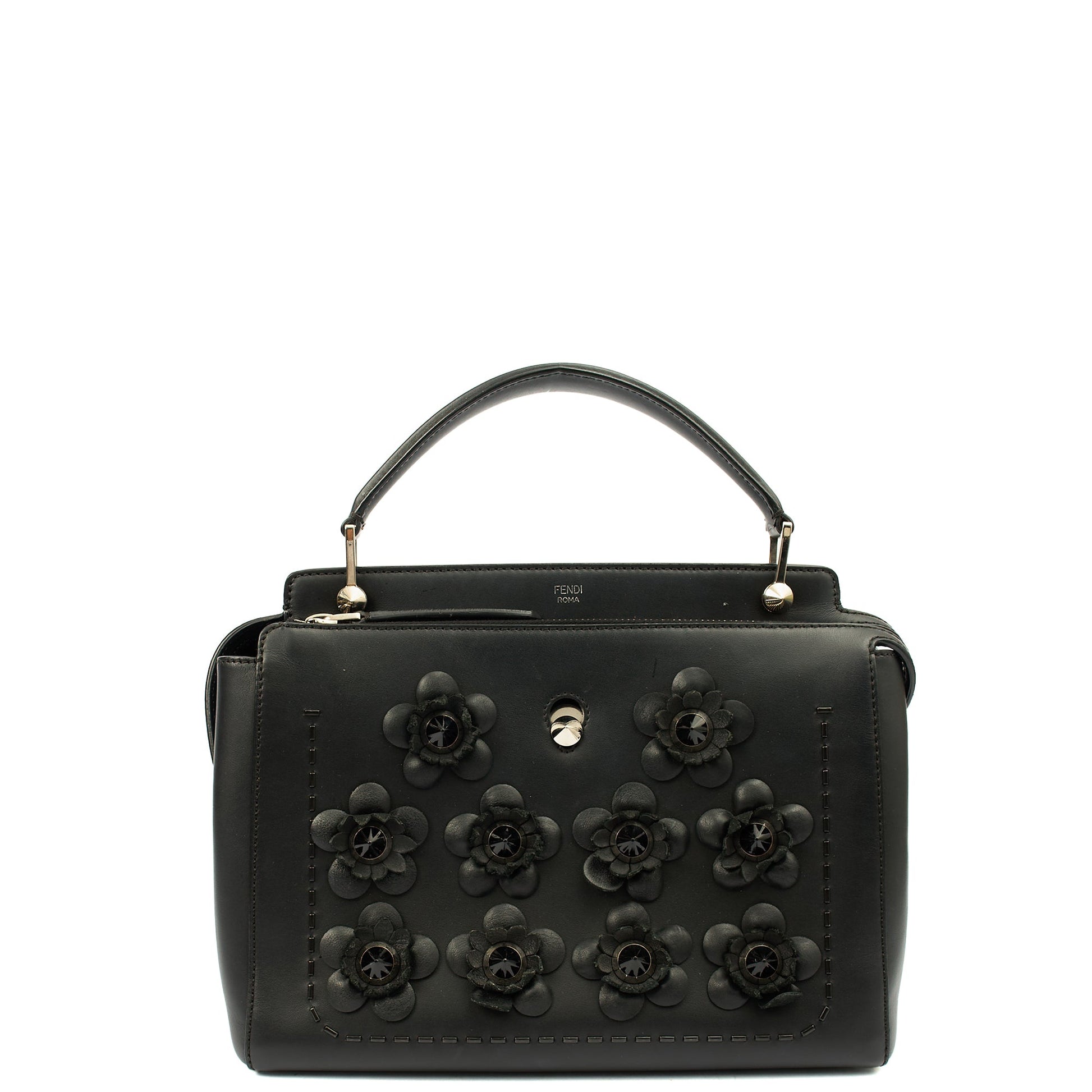 Fendi Tote Dot Com in Black, Leather — Front View