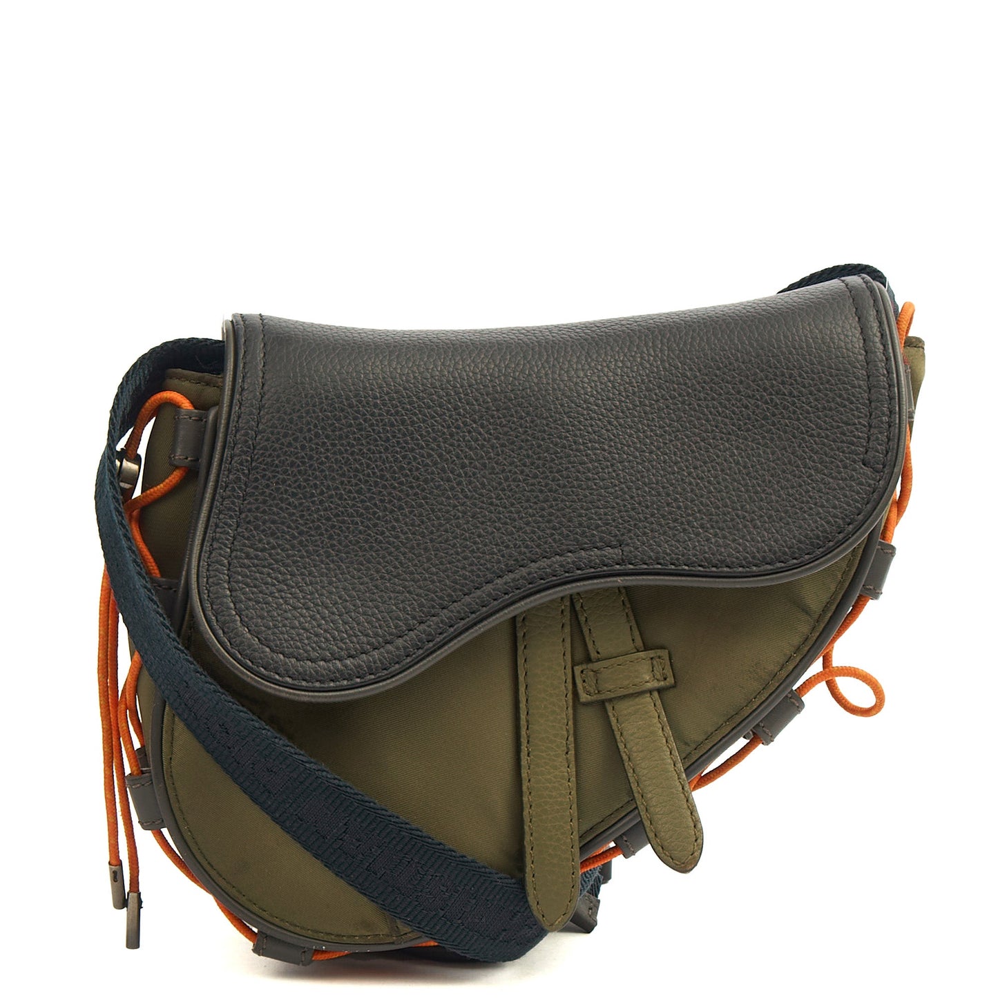 Christian Dior Mini Bag Mini Saddle in Green, Fabric — Front View