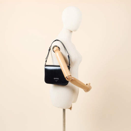 Prada Shoulder Bag Shoulder Bag in Black, Patent Leather — Side View