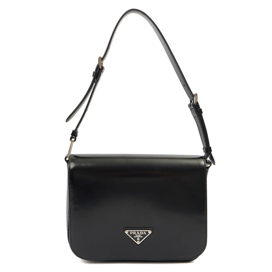 Prada Shoulder Bag Shoulder Bag in Black, Patent Leather — Front View