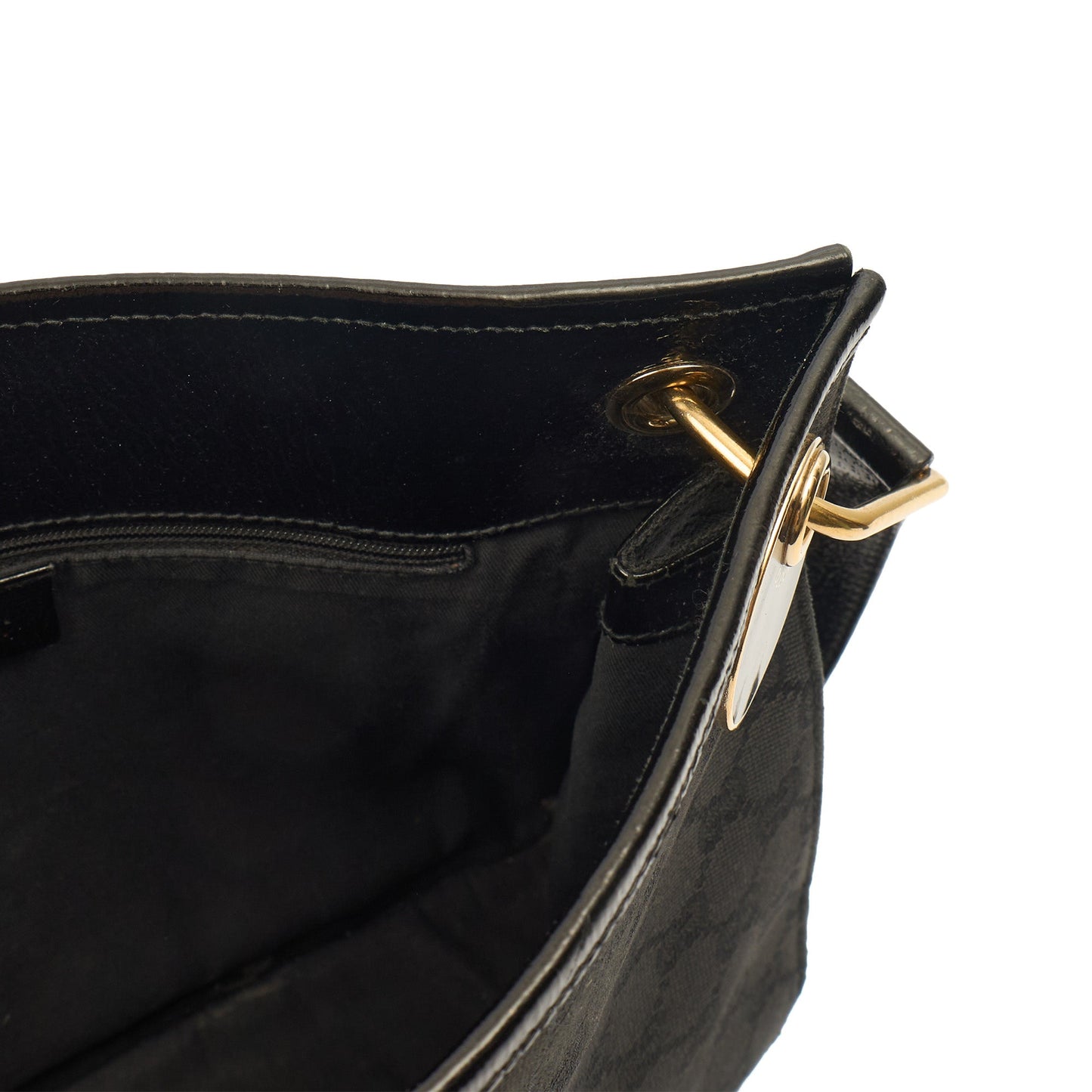 Gucci Cross Body Vintage Shoulder Bag in Black, GG Canvas — Lifestyle View