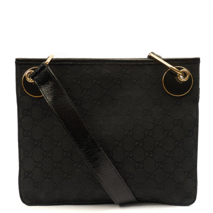 Gucci Cross Body Vintage Shoulder Bag in Black, GG Canvas — Top View