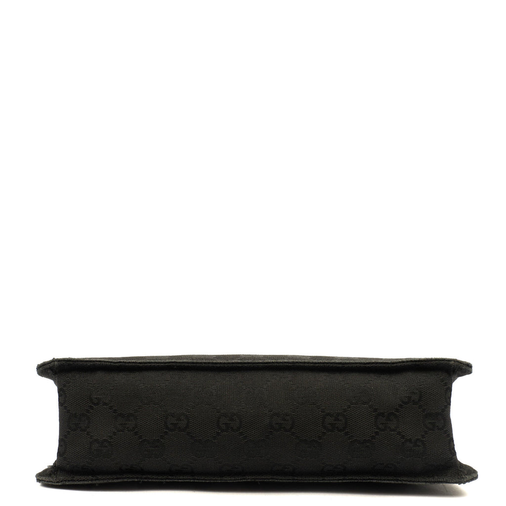 Gucci Cross Body Vintage Shoulder Bag in Black, GG Canvas — Detail View