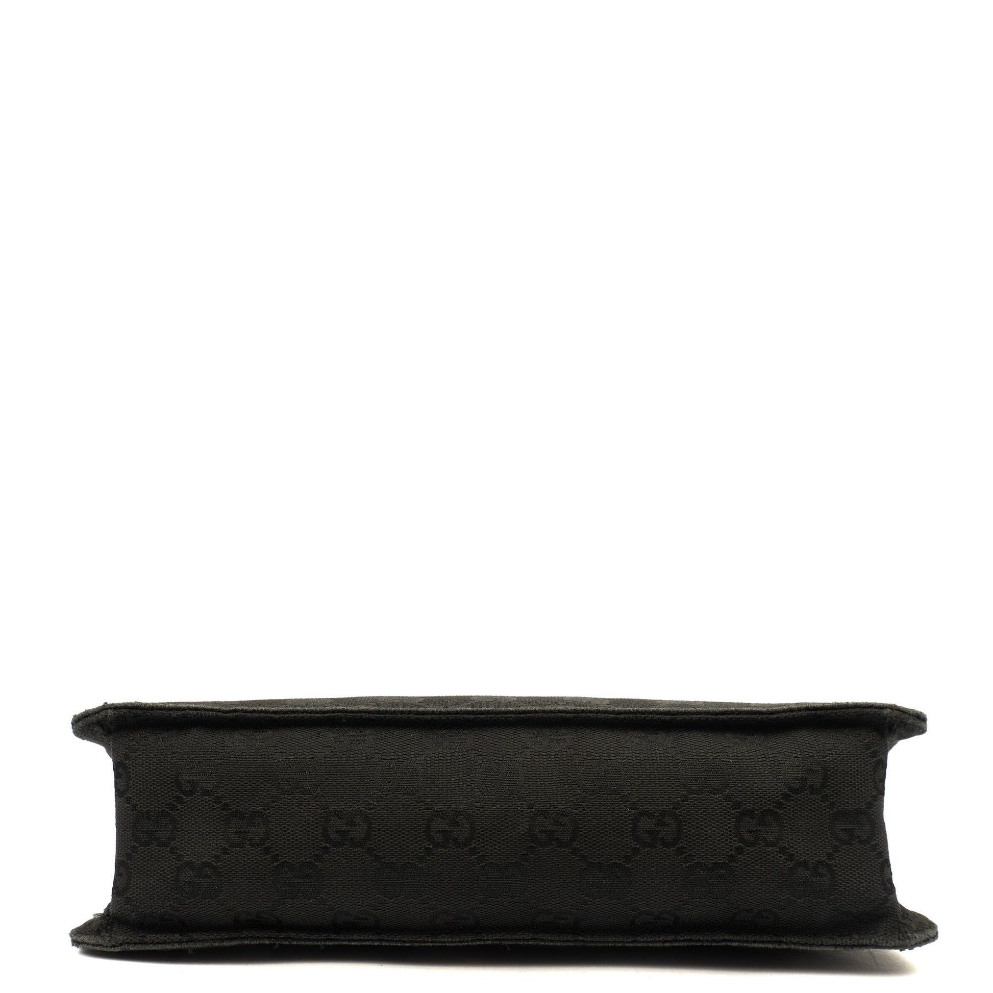 Gucci Cross Body Vintage Shoulder Bag in Black, GG Canvas — Detail View