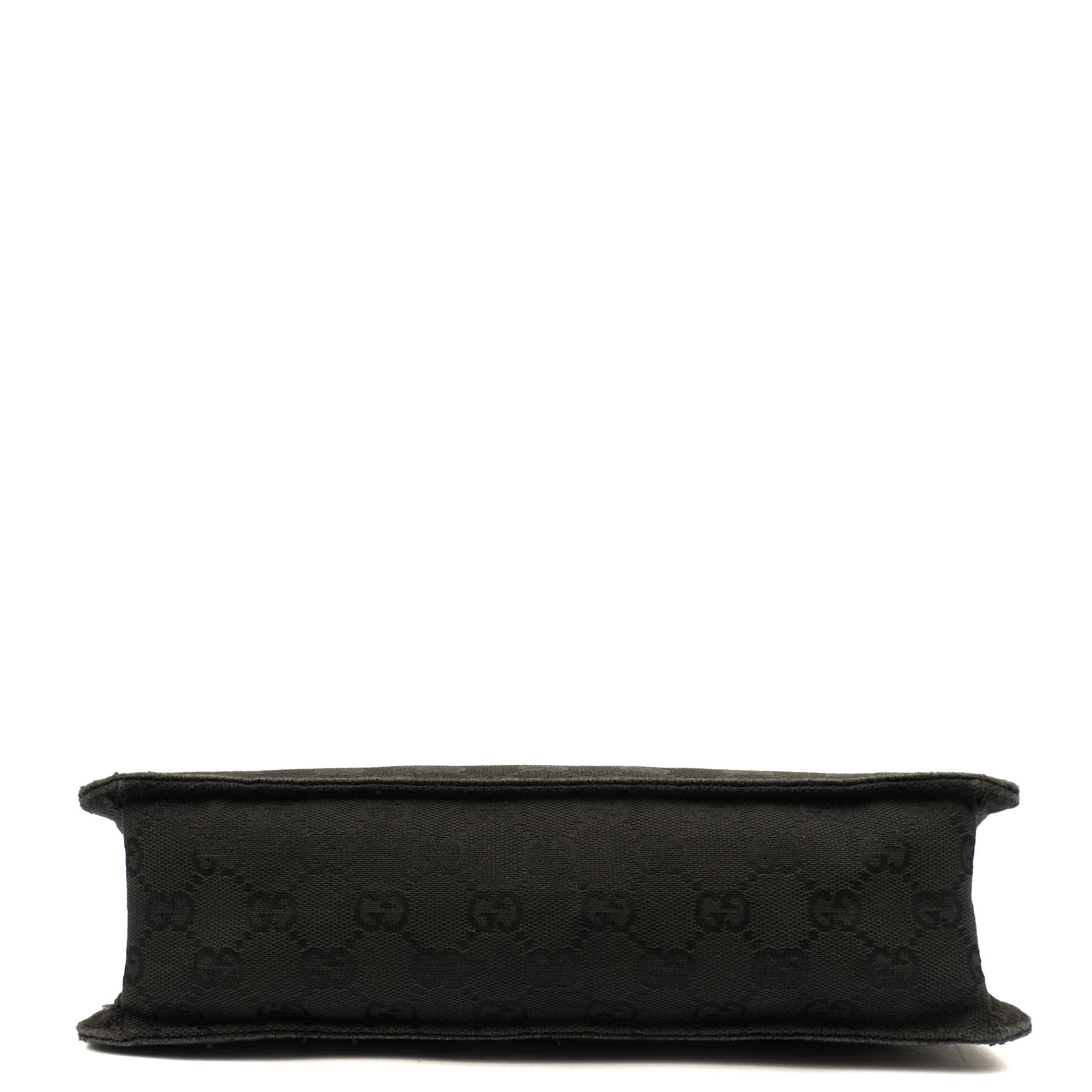 Gucci Cross Body Vintage Shoulder Bag in Black, GG Canvas — Detail View