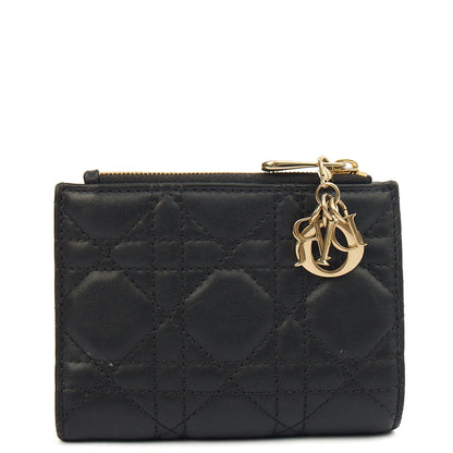 Christian Dior Purse Lady Dior Wallet in Black, Leather — Back View
