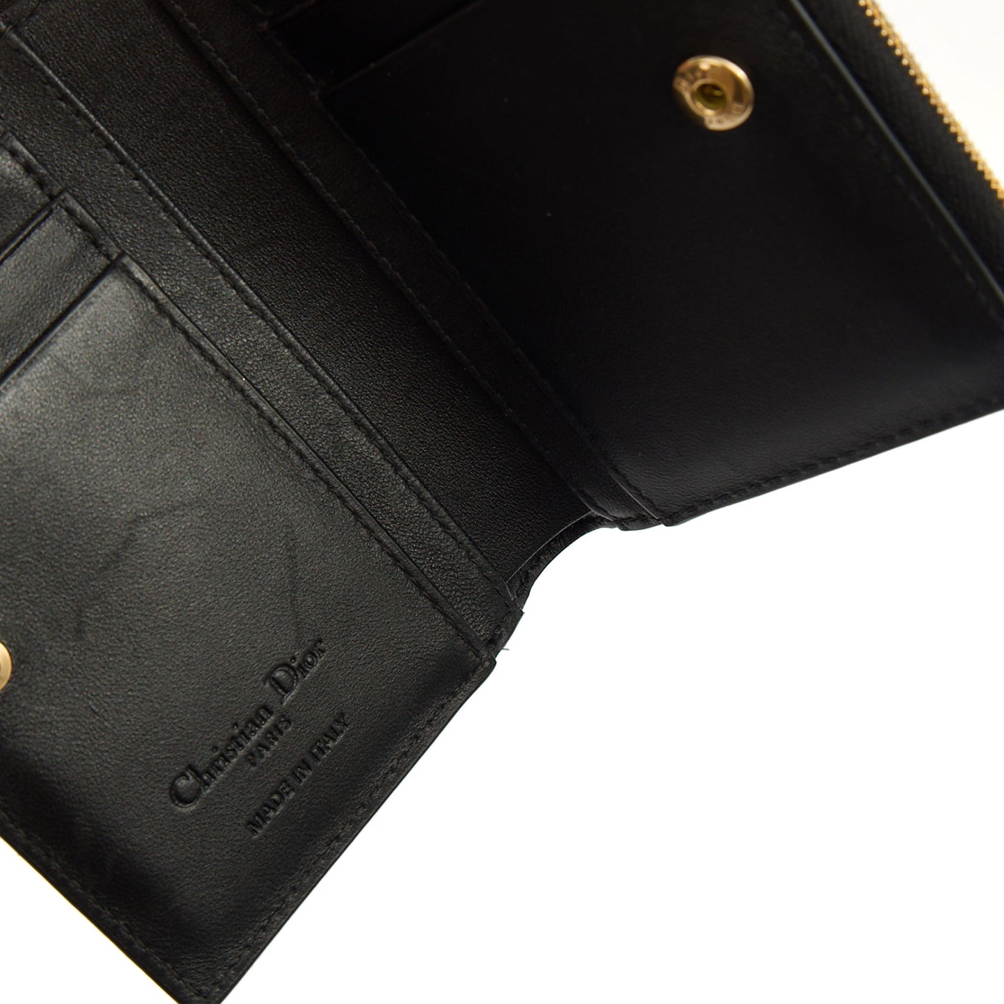 Christian Dior Purse Lady Dior Wallet in Black, Leather — Alternate View 7