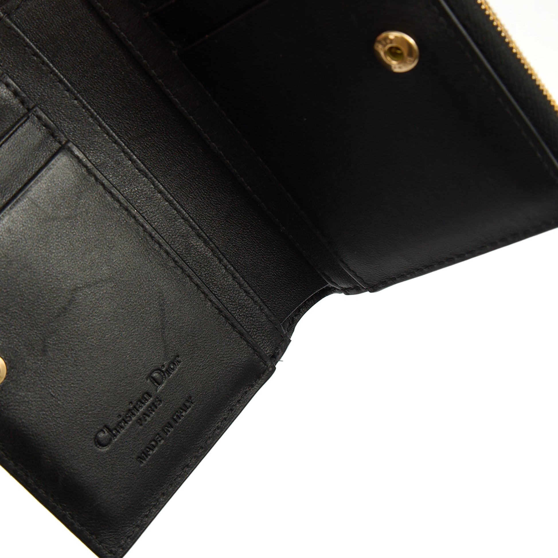 Christian Dior Purse Lady Dior Wallet in Black, Leather — Alternate View 7