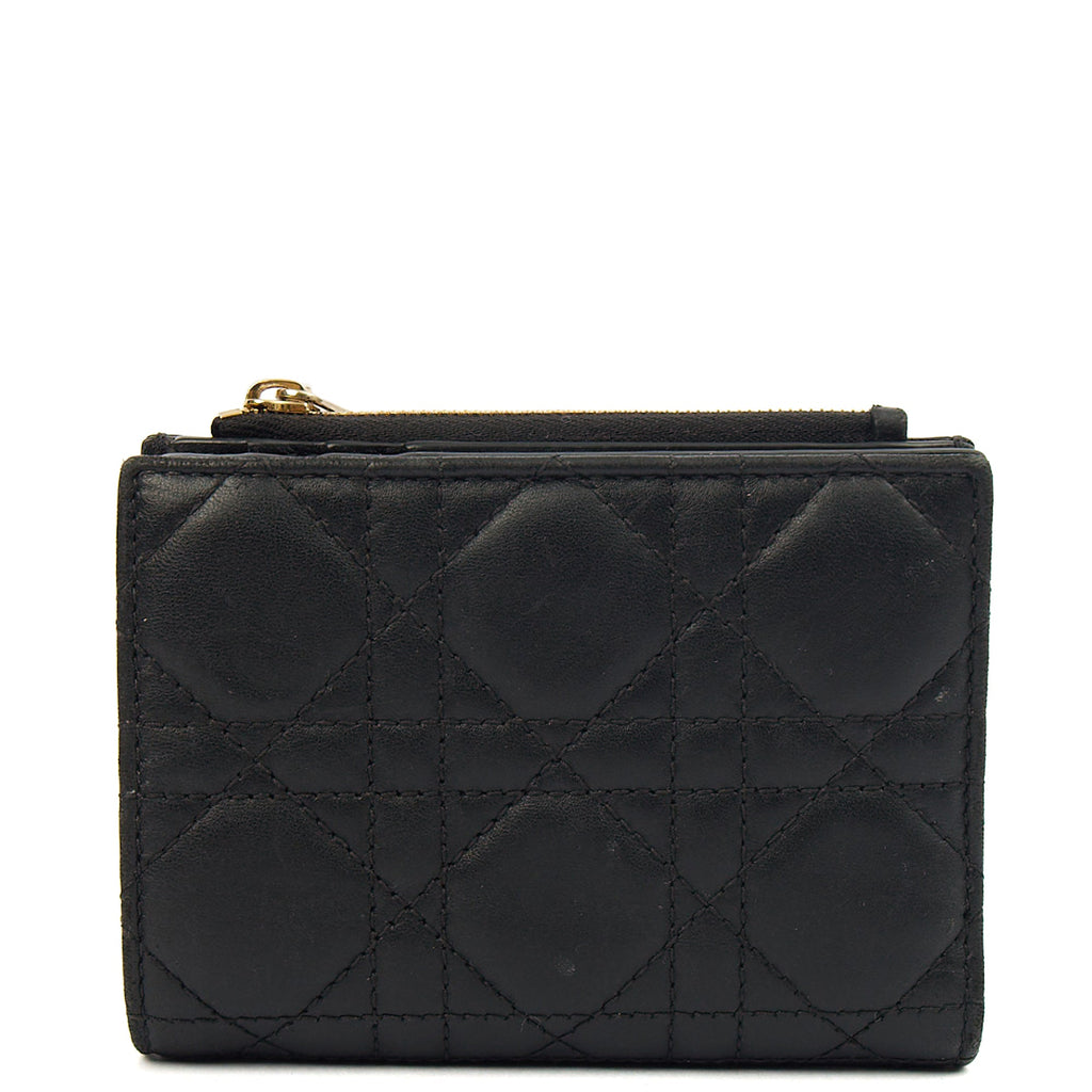 Christian Dior Purse Lady Dior Wallet in Black, Leather — Front View