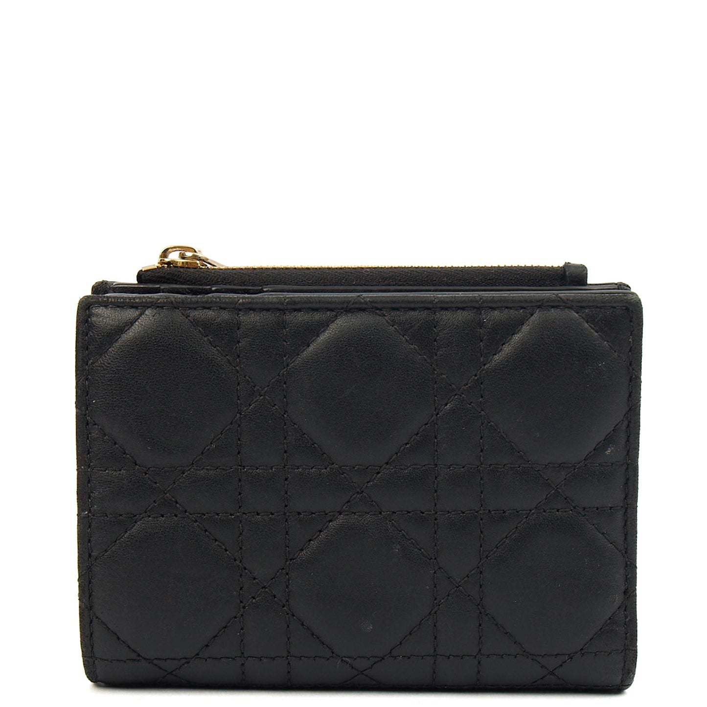 Christian Dior Purse Lady Dior Wallet in Black, Leather — Front View