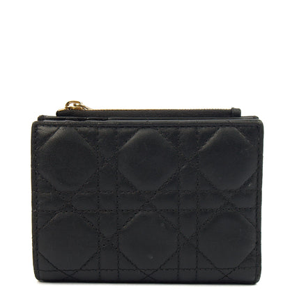 Christian Dior Purse Lady Dior Wallet in Black, Leather — Front View