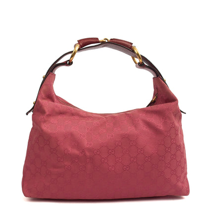 Gucci Shoulder Bag GG Horsebit Hobo Shoulder in Pink, GG Supreme Canvas — Alternate View 11