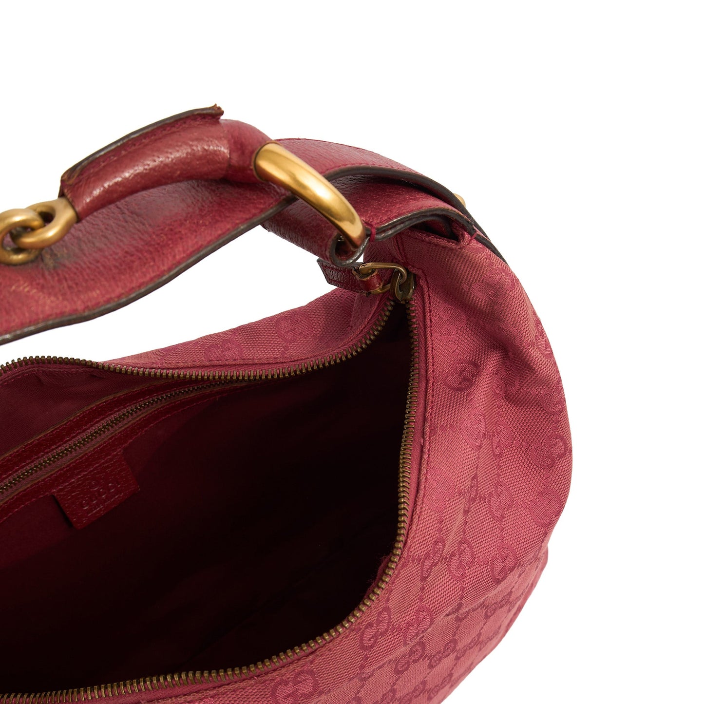Gucci Shoulder Bag GG Horsebit Hobo Shoulder in Pink, GG Supreme Canvas — Alternate View 7