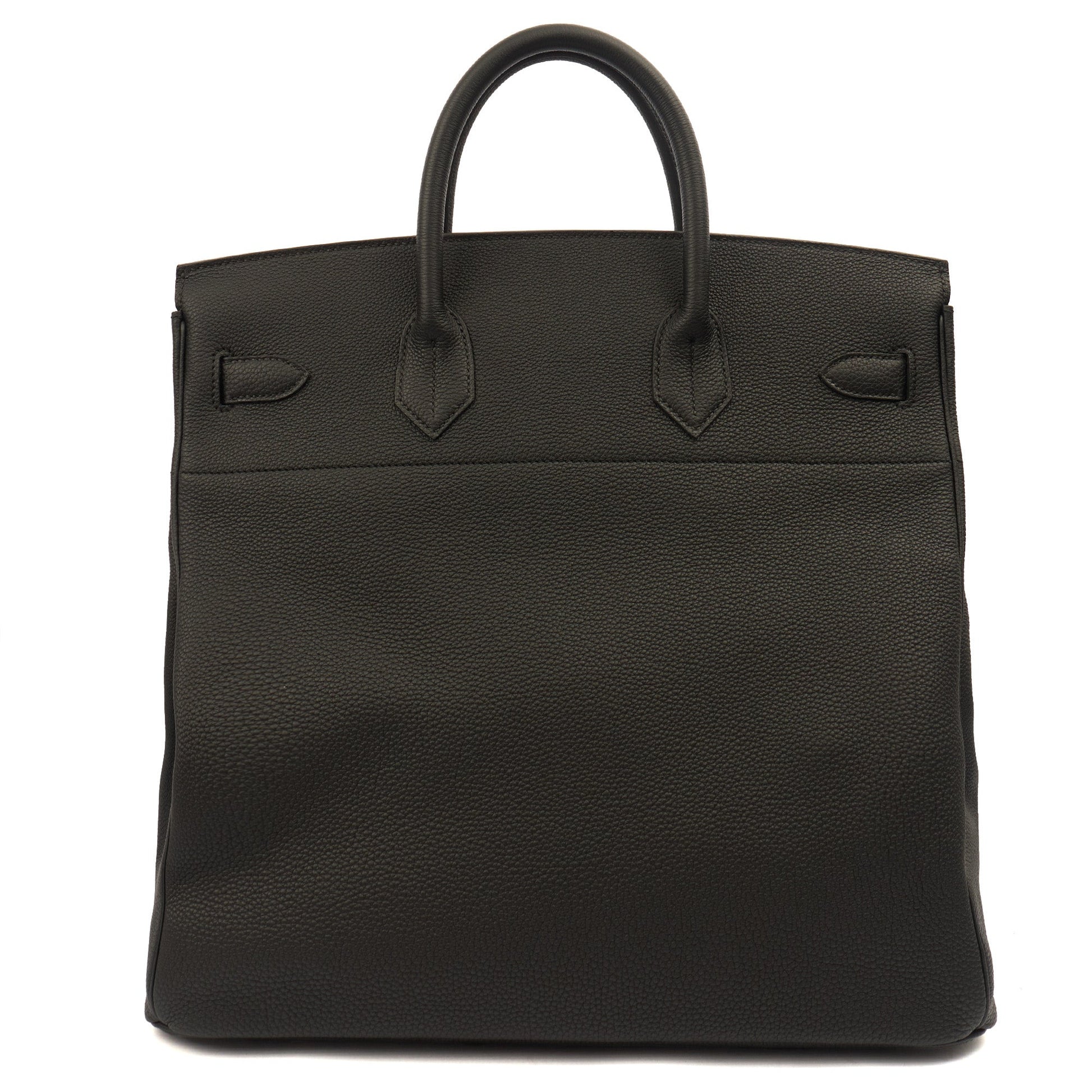 Hermes HAC 40 (Haut à Courroies) in Black, Togo Leather with So Black Hardware — Top View