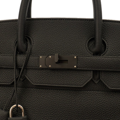 Hermes HAC 40 (Haut à Courroies) in Black, Togo Leather with So Black Hardware — Alternate View 7