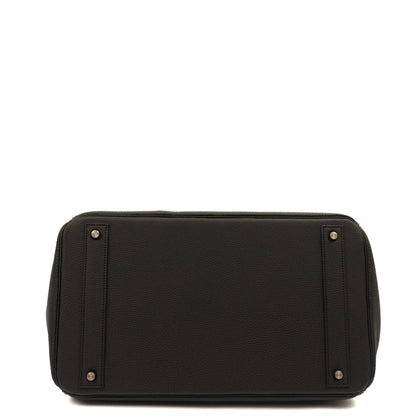 Hermes HAC 40 (Haut à Courroies) in Black, Togo Leather with So Black Hardware — Detail View