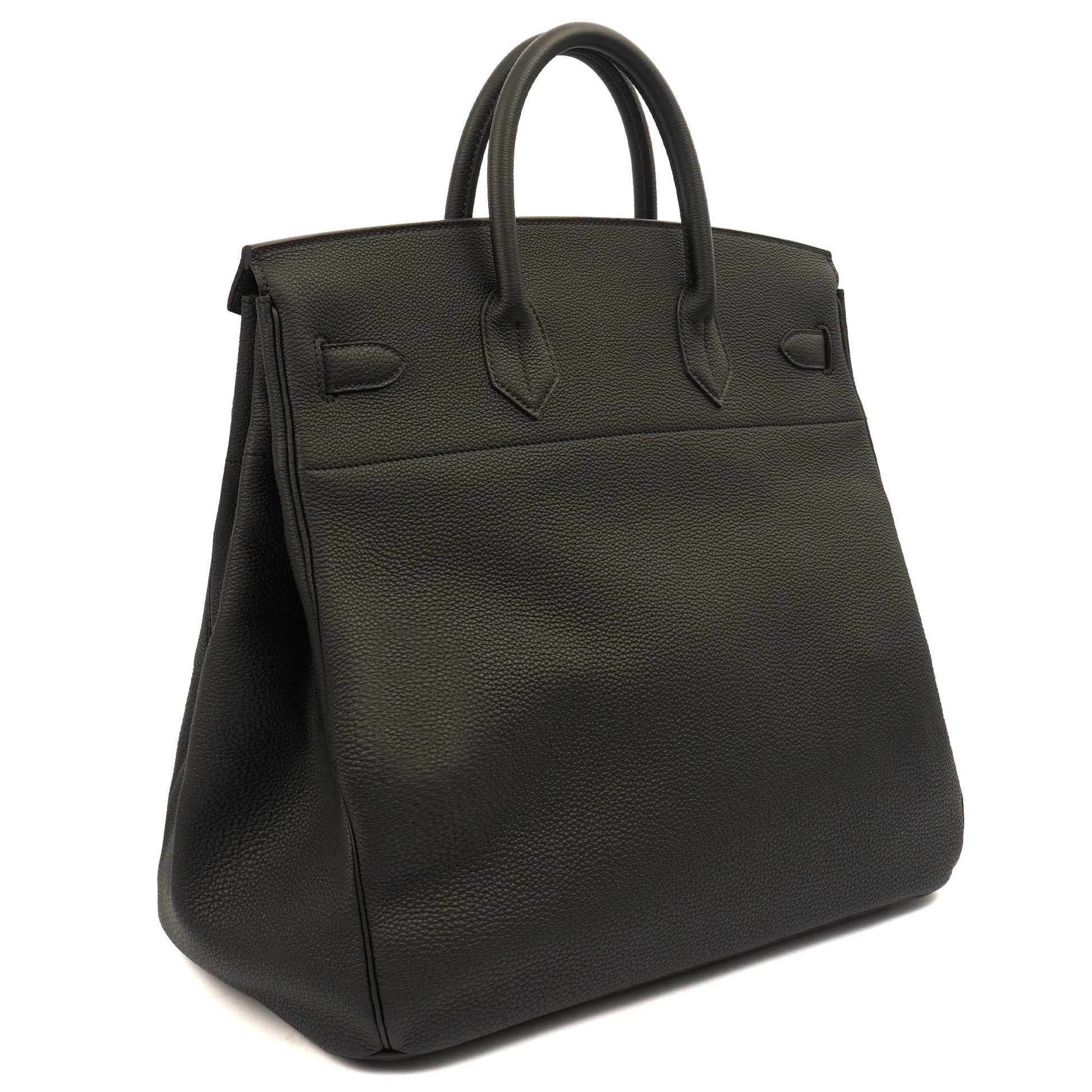 Hermes HAC 40 (Haut à Courroies) in Black, Togo Leather with So Black Hardware — Back View