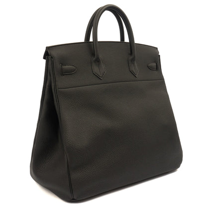 Hermes HAC 40 (Haut à Courroies) in Black, Togo Leather with So Black Hardware — Back View