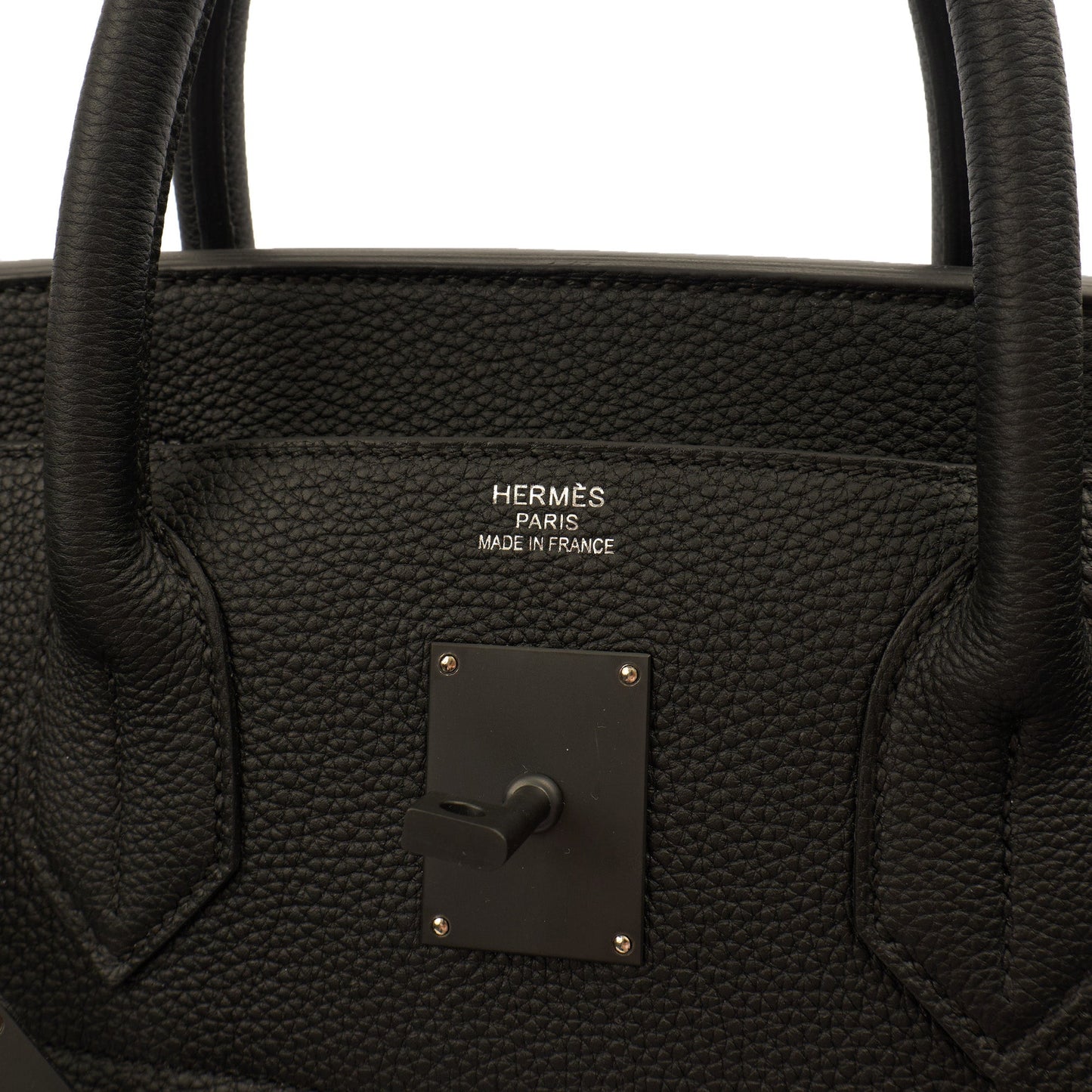Hermes HAC 40 (Haut à Courroies) in Black, Togo Leather with So Black Hardware — Alternate View 9