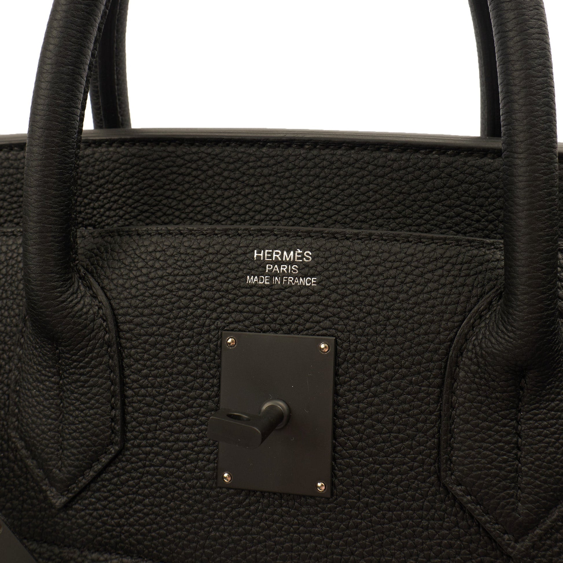 Hermes HAC 40 (Haut à Courroies) in Black, Togo Leather with So Black Hardware — Alternate View 9
