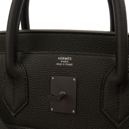 Hermes HAC 40 (Haut à Courroies) in Black, Togo Leather with So Black Hardware — Alternate View 9