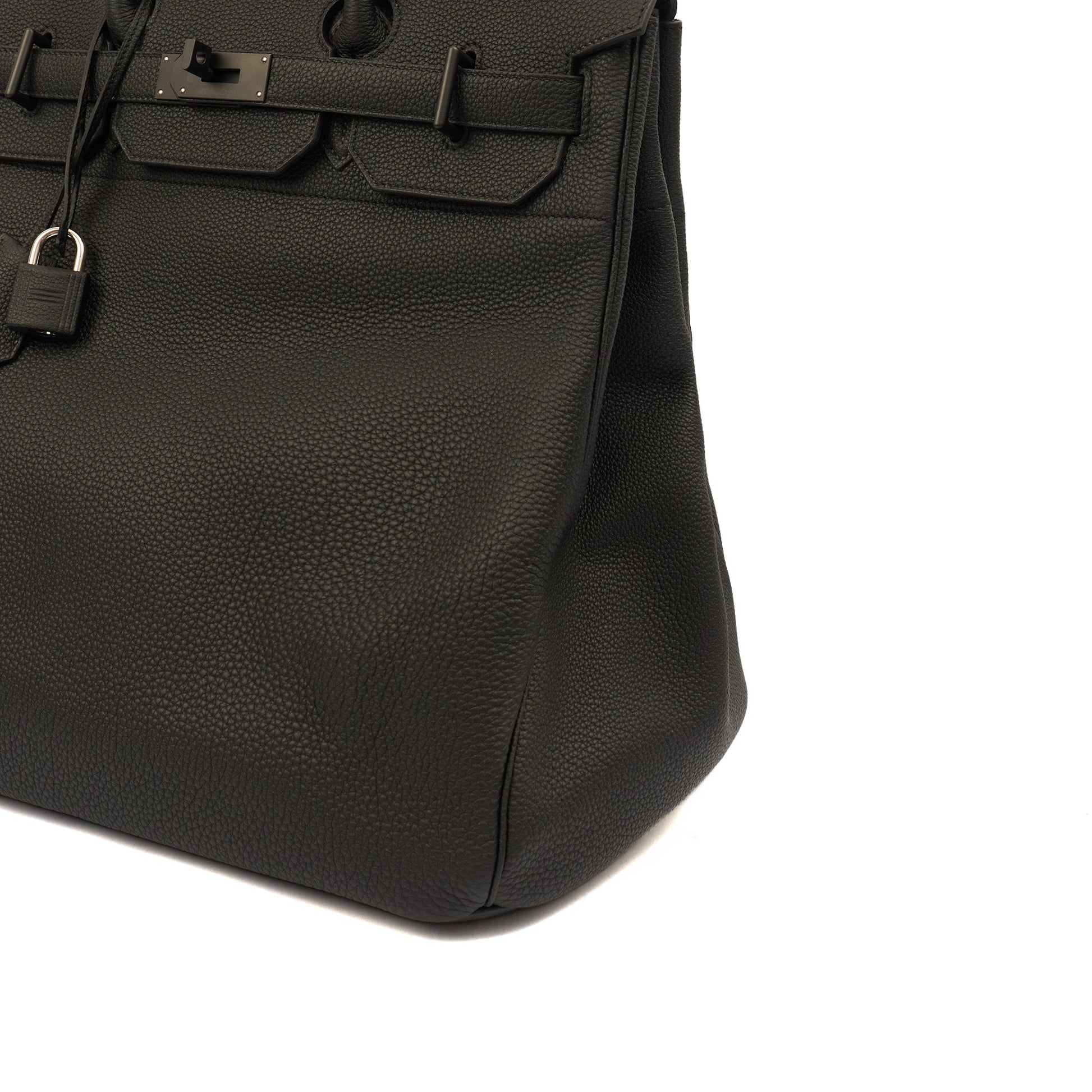 Hermes HAC 40 (Haut à Courroies) in Black, Togo Leather with So Black Hardware — Lifestyle View