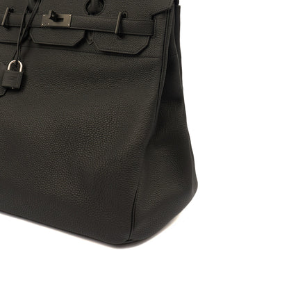 Hermes HAC 40 (Haut à Courroies) in Black, Togo Leather with So Black Hardware — Lifestyle View